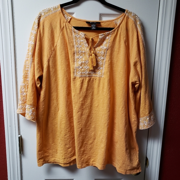 Tops - Sold Elsewhere - Orange Embroidered Blouse